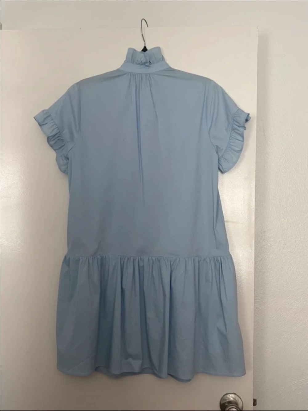 Light Blue Ruffle Button-Front Dress - Picture 2 of 3
